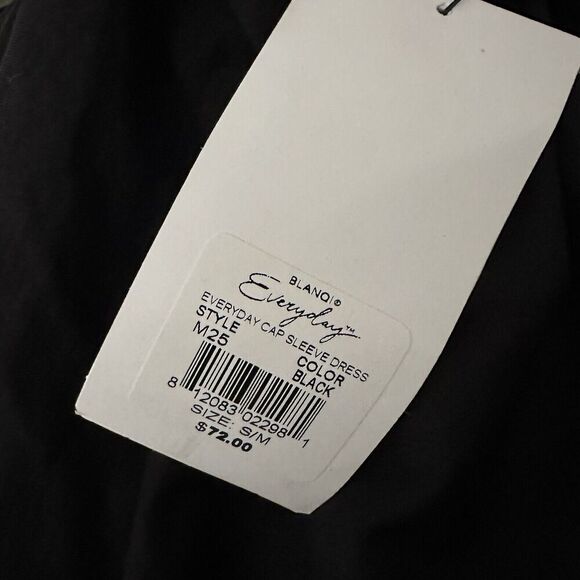 NWT Blanqi Womens Everday Cap Sleeve Dress Size S/M in Black Ruched Stretchy - Picture 11 of 12